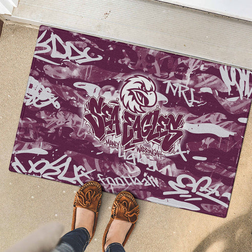 Manly Warringah Sea Eagles Rugby Rubber Doormat Graffiti Typography Urban Camo Abstract Street Style