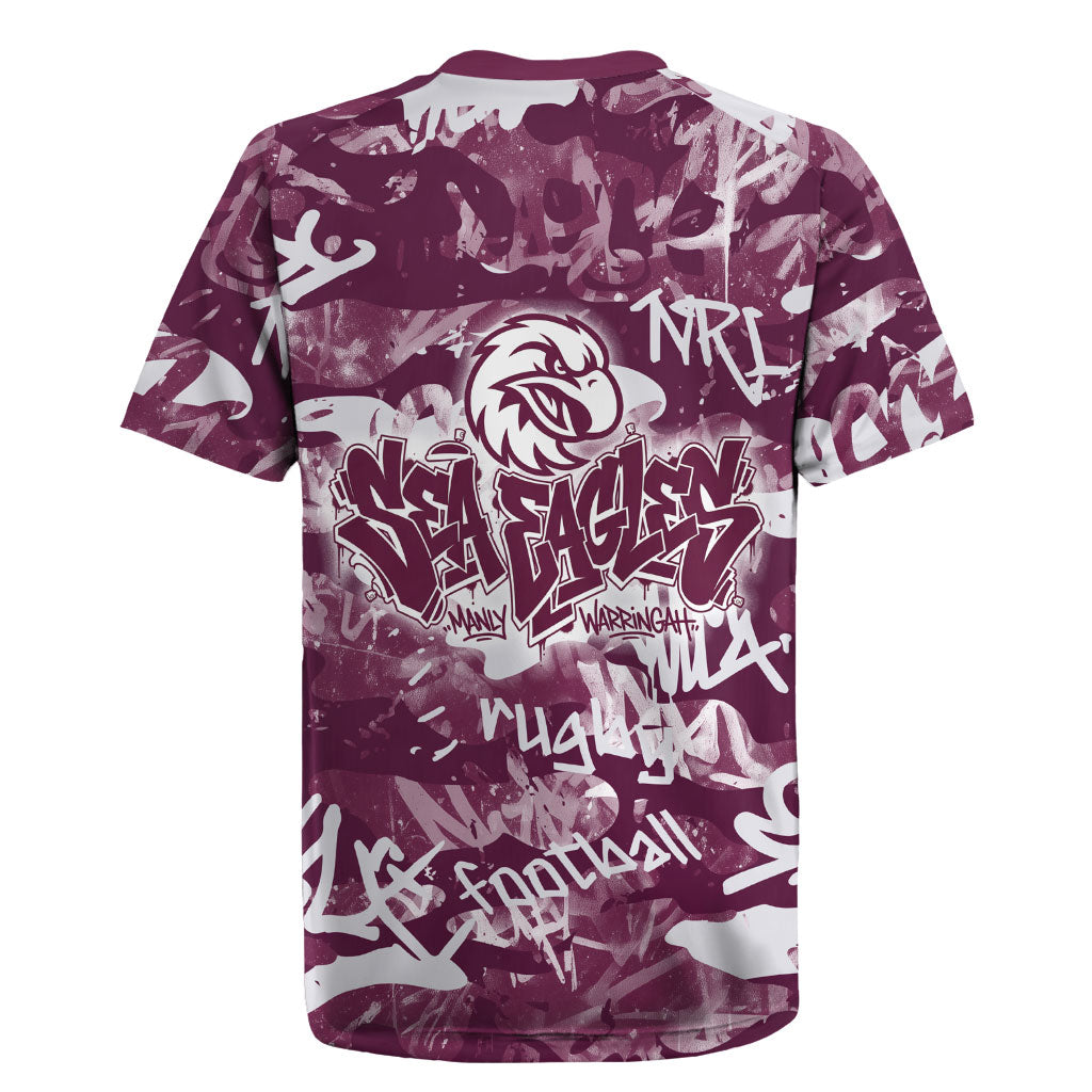 Manly Warringah Sea Eagles Rugby Rugby Jersey Graffiti Typography Urban Camo Abstract Street Style