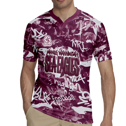 Manly Warringah Sea Eagles Rugby Rugby Jersey Graffiti Typography Urban Camo Abstract Street Style