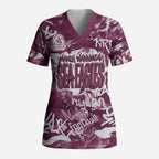 Manly Warringah Sea Eagles Rugby Scrub Top Graffiti Typography Urban Camo Abstract Street Style
