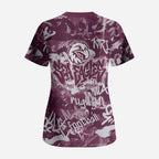Manly Warringah Sea Eagles Rugby Scrub Top Graffiti Typography Urban Camo Abstract Street Style