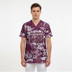 Manly Warringah Sea Eagles Rugby Scrub Top Graffiti Typography Urban Camo Abstract Street Style