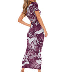 Manly Warringah Sea Eagles Rugby Short Sleeve Bodycon Dress Graffiti Typography Urban Camo Abstract Street Style