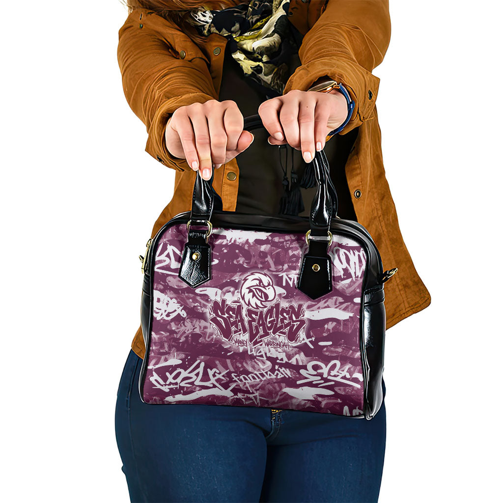 Manly Warringah Sea Eagles Rugby Shoulder Handbag Graffiti Typography Urban Camo Abstract Street Style