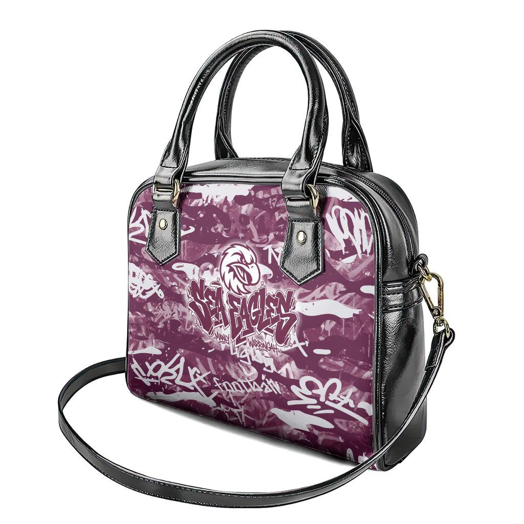 Manly Warringah Sea Eagles Rugby Shoulder Handbag Graffiti Typography Urban Camo Abstract Street Style