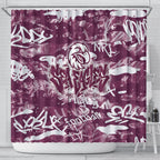 Manly Warringah Sea Eagles Rugby Shower Curtain Graffiti Typography Urban Camo Abstract Street Style