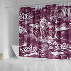 Manly Warringah Sea Eagles Rugby Shower Curtain Graffiti Typography Urban Camo Abstract Street Style