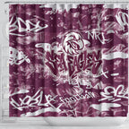 Manly Warringah Sea Eagles Rugby Shower Curtain Graffiti Typography Urban Camo Abstract Street Style