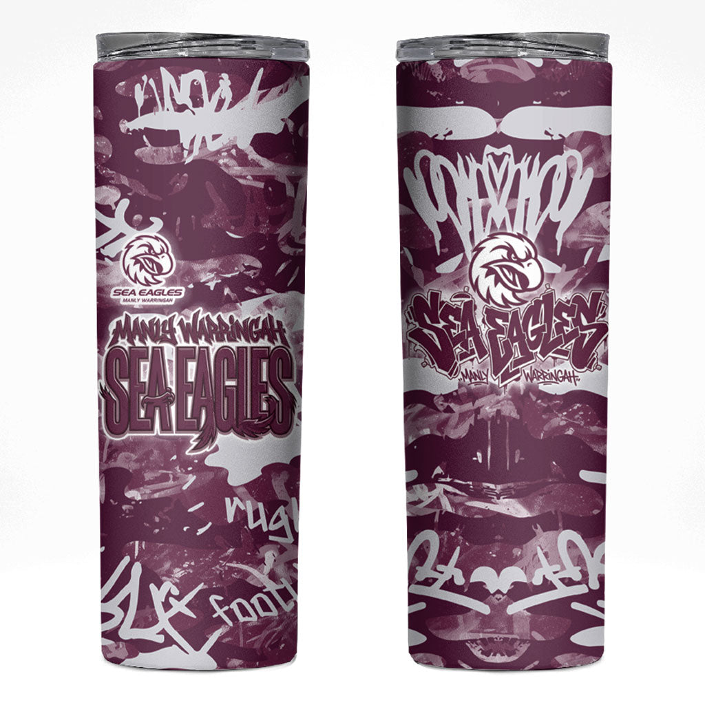 Manly Warringah Sea Eagles Rugby Skinny Tumbler Graffiti Typography Urban Camo Abstract Street Style
