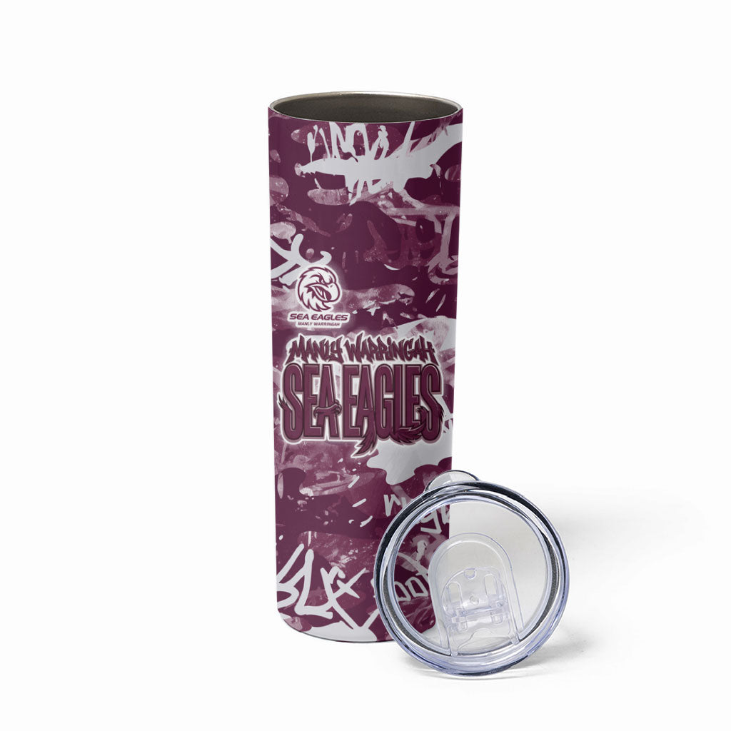 Manly Warringah Sea Eagles Rugby Skinny Tumbler Graffiti Typography Urban Camo Abstract Street Style