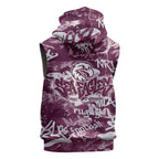 Manly Warringah Sea Eagles Rugby Sleeveless Hoodie Graffiti Typography Urban Camo Abstract Street Style