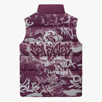 Manly Warringah Sea Eagles Rugby Sleeveless Puffer Jacket Graffiti Typography Urban Camo Abstract Street Style
