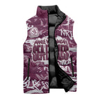 Manly Warringah Sea Eagles Rugby Sleeveless Puffer Jacket Graffiti Typography Urban Camo Abstract Street Style