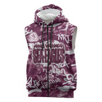 Manly Warringah Sea Eagles Rugby Sleeveless Zip Hoodie Graffiti Typography Urban Camo Abstract Street Style
