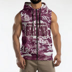 Manly Warringah Sea Eagles Rugby Sleeveless Zip Hoodie Graffiti Typography Urban Camo Abstract Street Style
