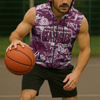 Manly Warringah Sea Eagles Rugby Sleeveless Zip Hoodie Graffiti Typography Urban Camo Abstract Street Style