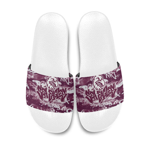 Manly Warringah Sea Eagles Rugby Slide Sandals Graffiti Typography Urban Camo Abstract Street Style