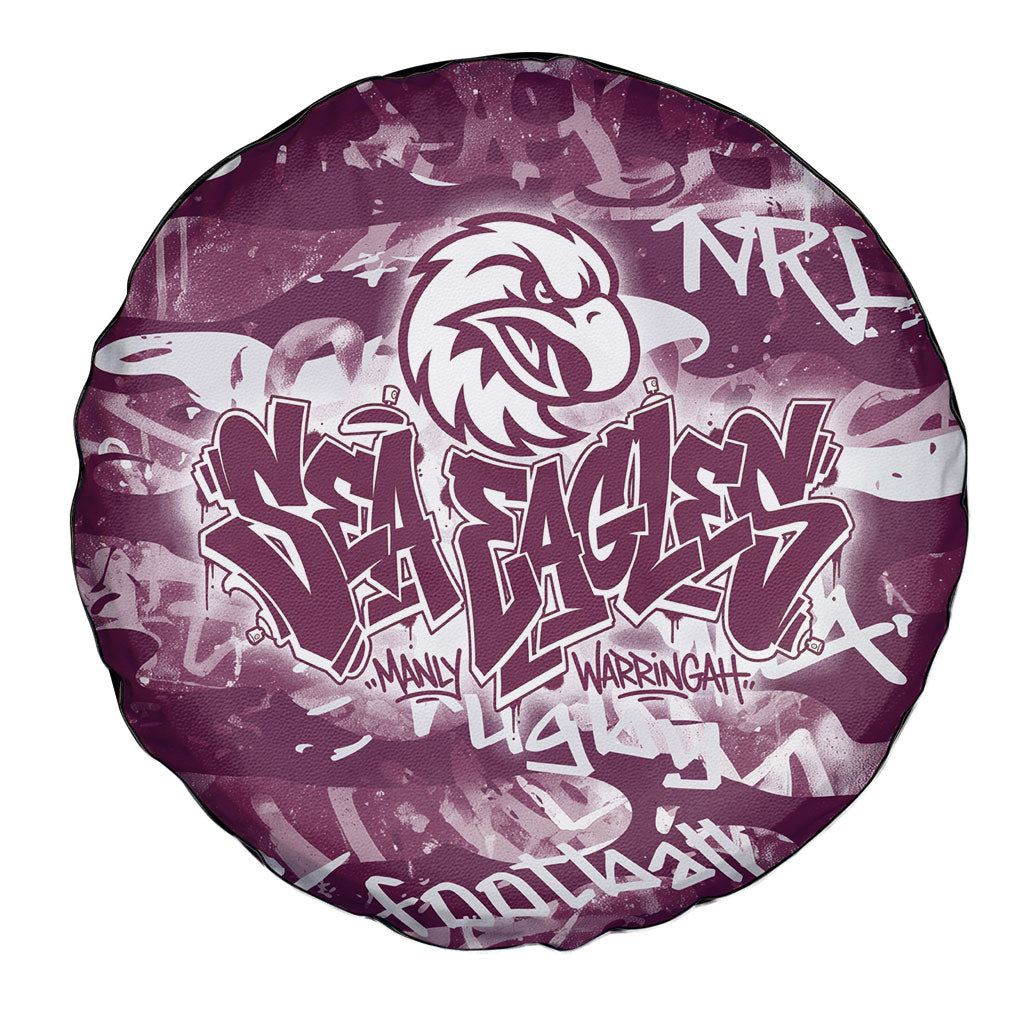Manly Warringah Sea Eagles Rugby Spare Tire Cover Graffiti Typography Urban Camo Abstract Street Style