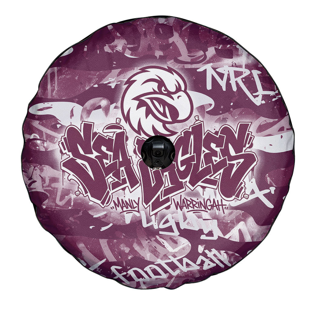 Manly Warringah Sea Eagles Rugby Spare Tire Cover Graffiti Typography Urban Camo Abstract Street Style