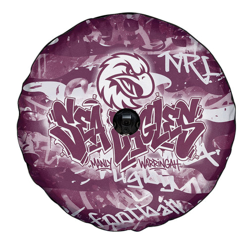 Manly Warringah Sea Eagles Rugby Spare Tire Cover Graffiti Typography Urban Camo Abstract Street Style