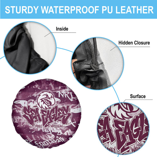 Manly Warringah Sea Eagles Rugby Spare Tire Cover Graffiti Typography Urban Camo Abstract Street Style