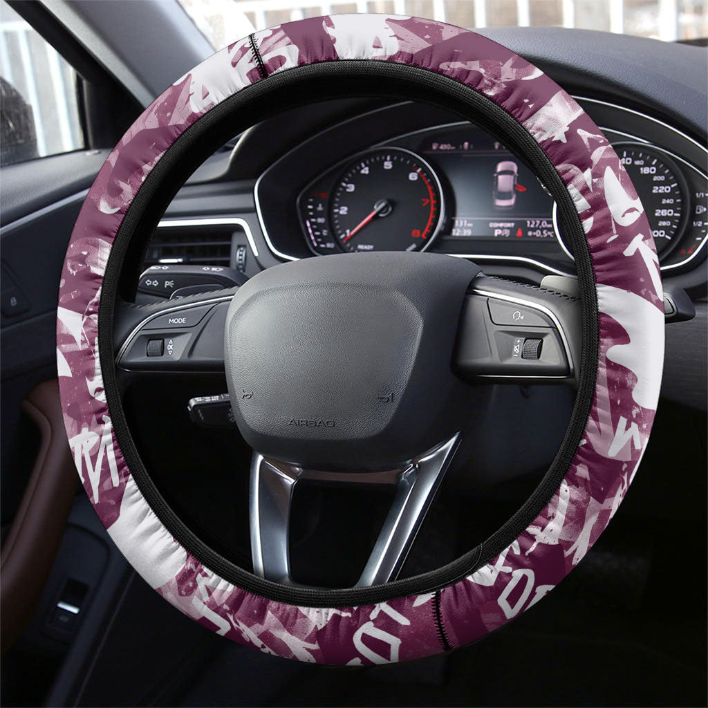 Manly Warringah Sea Eagles Rugby Steering Wheel Cover Graffiti Typography Urban Camo Abstract Street Style