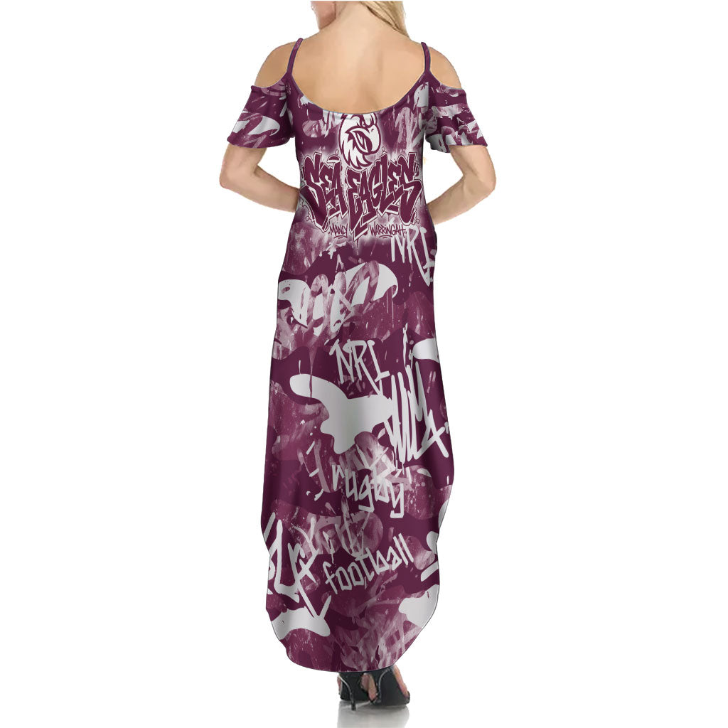 Manly Warringah Sea Eagles Rugby Summer Maxi Dress Graffiti Typography Urban Camo Abstract Street Style