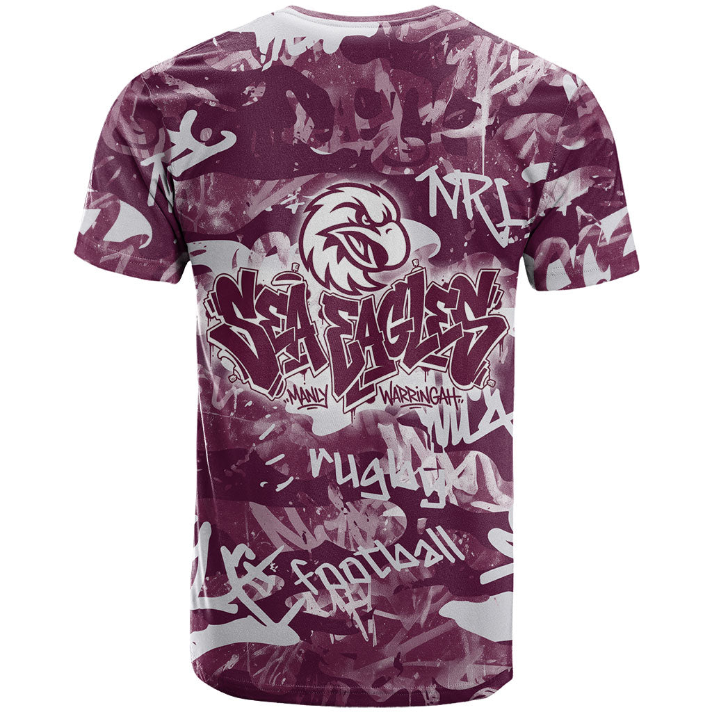 Manly Warringah Sea Eagles Rugby T Shirt Graffiti Typography Urban Camo Abstract Street Style