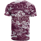 Manly Warringah Sea Eagles Rugby T Shirt Graffiti Typography Urban Camo Abstract Street Style