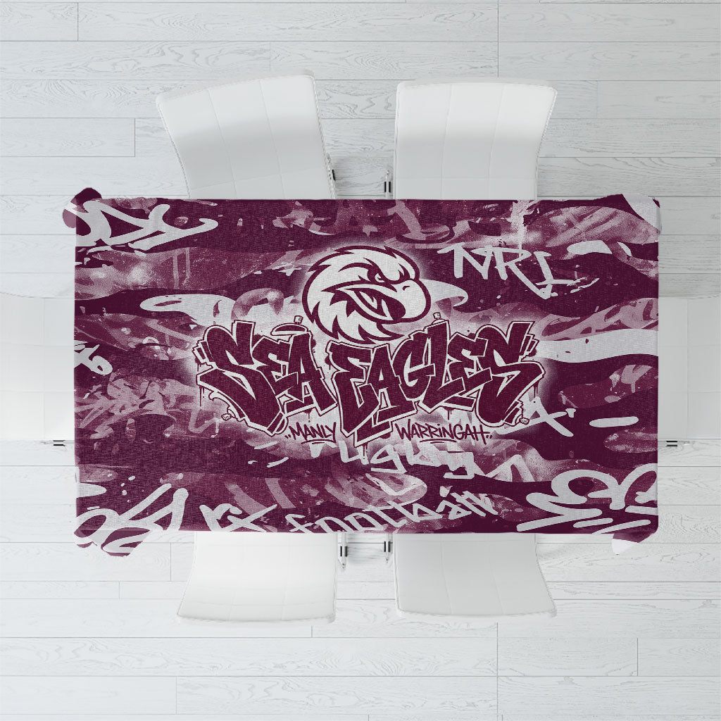 Manly Warringah Sea Eagles Rugby Tablecloth Graffiti Typography Urban Camo Abstract Street Style