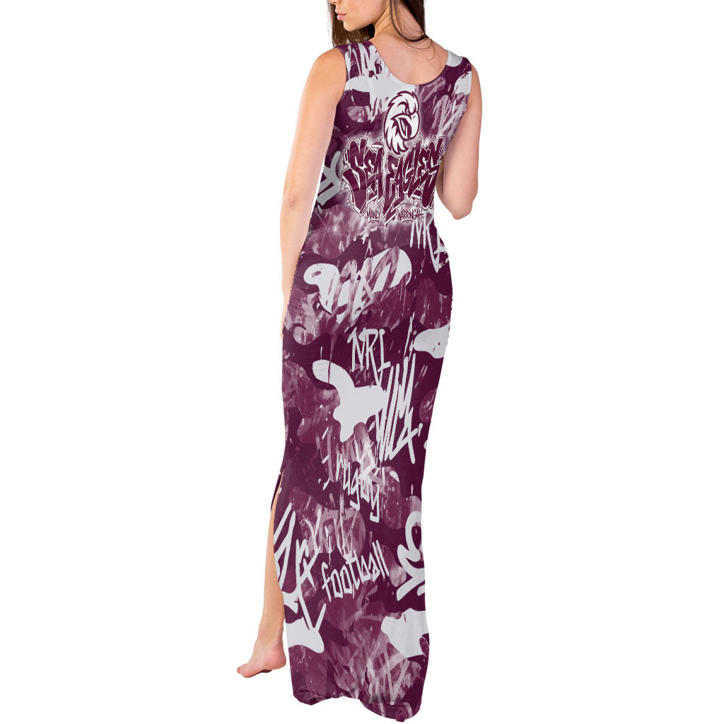 Manly Warringah Sea Eagles Rugby Tank Maxi Dress Graffiti Typography Urban Camo Abstract Street Style