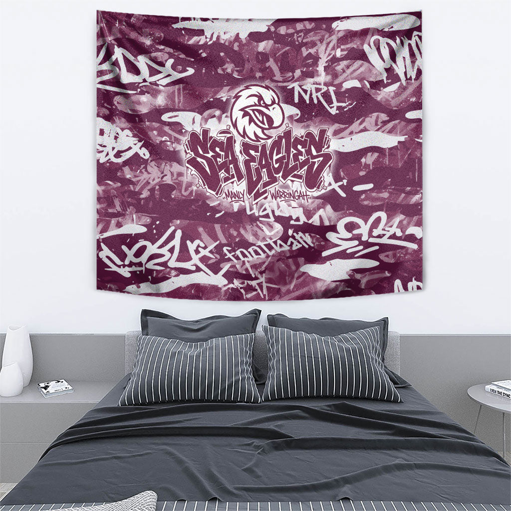 Manly Warringah Sea Eagles Rugby Tapestry Graffiti Typography Urban Camo Abstract Street Style