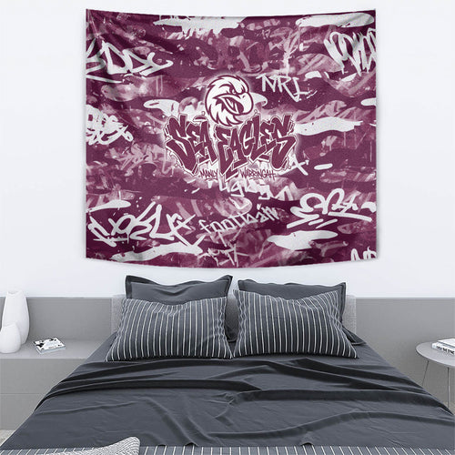 Manly Warringah Sea Eagles Rugby Tapestry Graffiti Typography Urban Camo Abstract Street Style