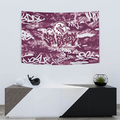 Manly Warringah Sea Eagles Rugby Tapestry Graffiti Typography Urban Camo Abstract Street Style