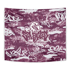 Manly Warringah Sea Eagles Rugby Tapestry Graffiti Typography Urban Camo Abstract Street Style