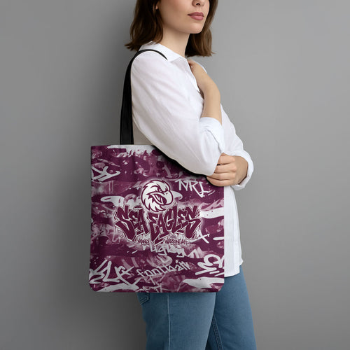 Manly Warringah Sea Eagles Rugby Tote Bag Graffiti Typography Urban Camo Abstract Street Style