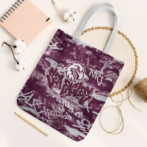 Manly Warringah Sea Eagles Rugby Tote Bag Graffiti Typography Urban Camo Abstract Street Style