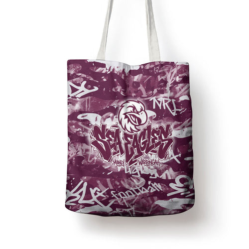 Manly Warringah Sea Eagles Rugby Tote Bag Graffiti Typography Urban Camo Abstract Street Style