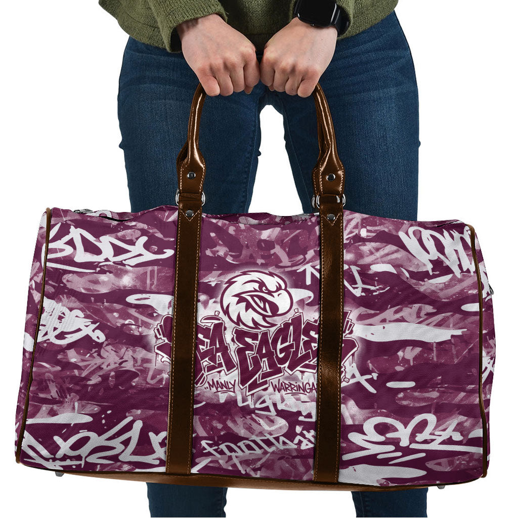 Manly Warringah Sea Eagles Rugby Travel Bag Graffiti Typography Urban Camo Abstract Street Style