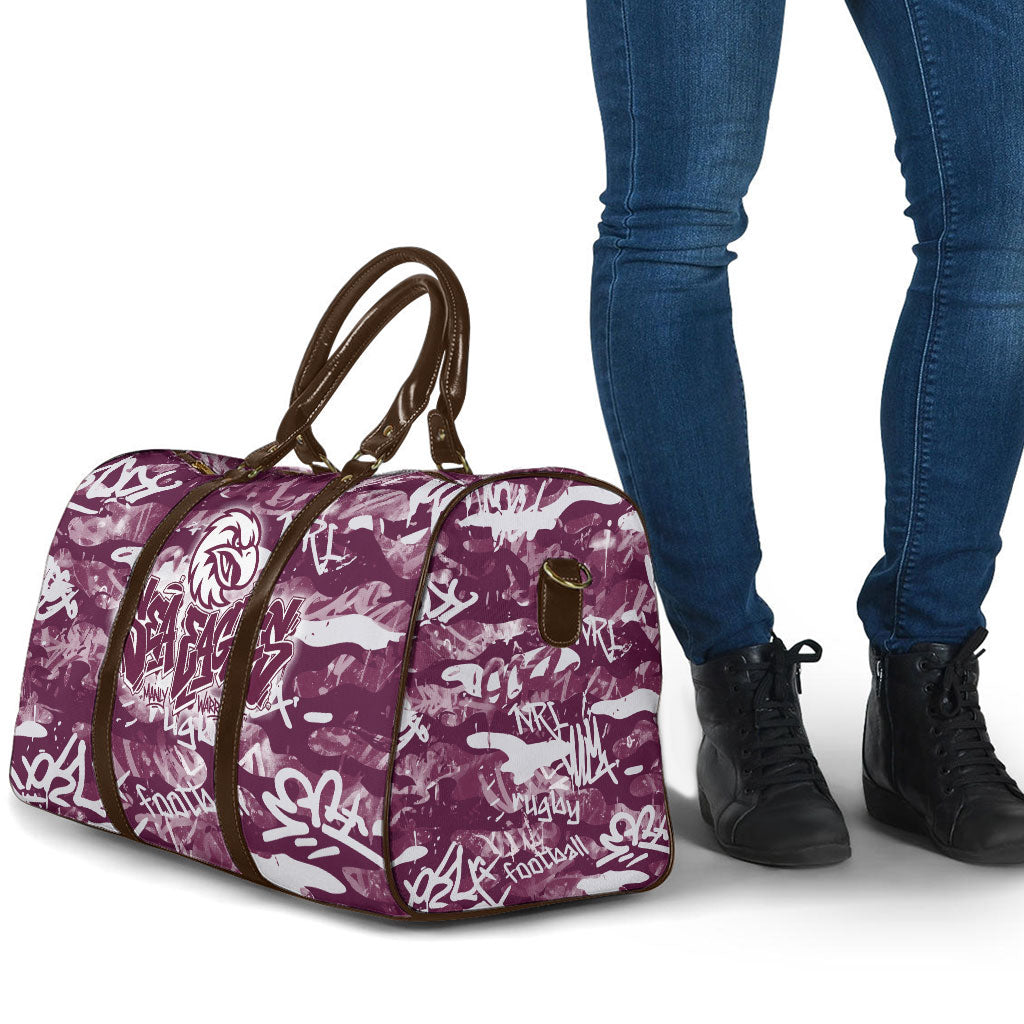 Manly Warringah Sea Eagles Rugby Travel Bag Graffiti Typography Urban Camo Abstract Street Style