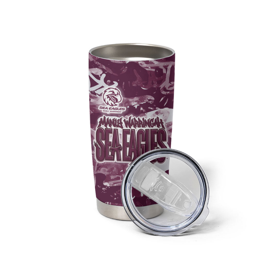Manly Warringah Sea Eagles Rugby Tumbler Cup Graffiti Typography Urban Camo Abstract Street Style