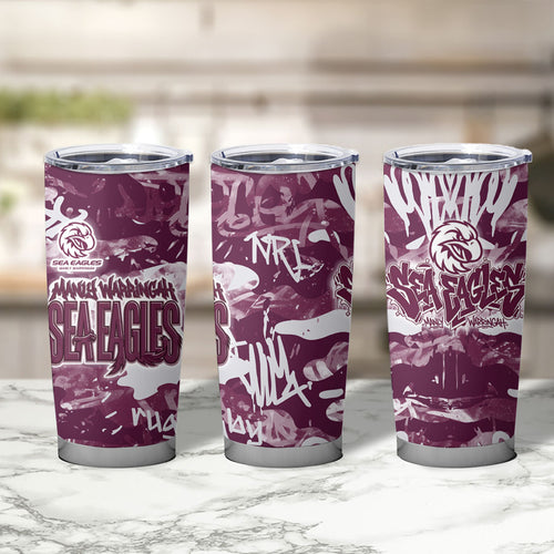 Manly Warringah Sea Eagles Rugby Tumbler Cup Graffiti Typography Urban Camo Abstract Street Style
