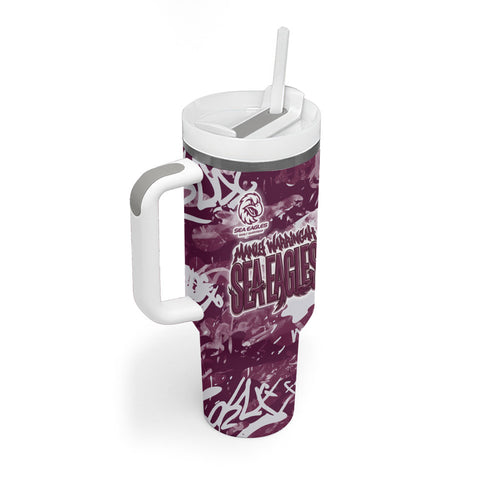 Manly Warringah Sea Eagles Rugby Tumbler With Handle Graffiti Typography Urban Camo Abstract Street Style