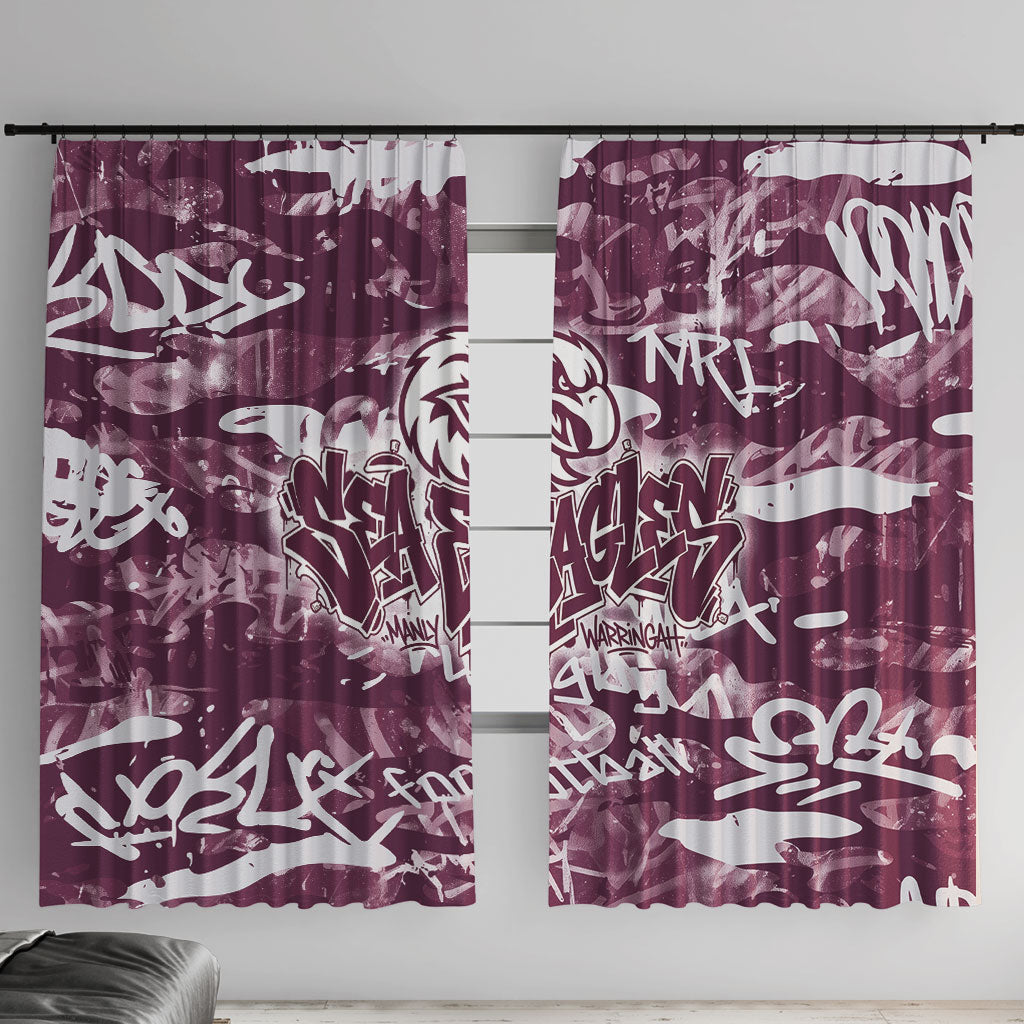 Manly Warringah Sea Eagles Rugby Window Curtain Graffiti Typography Urban Camo Abstract Street Style