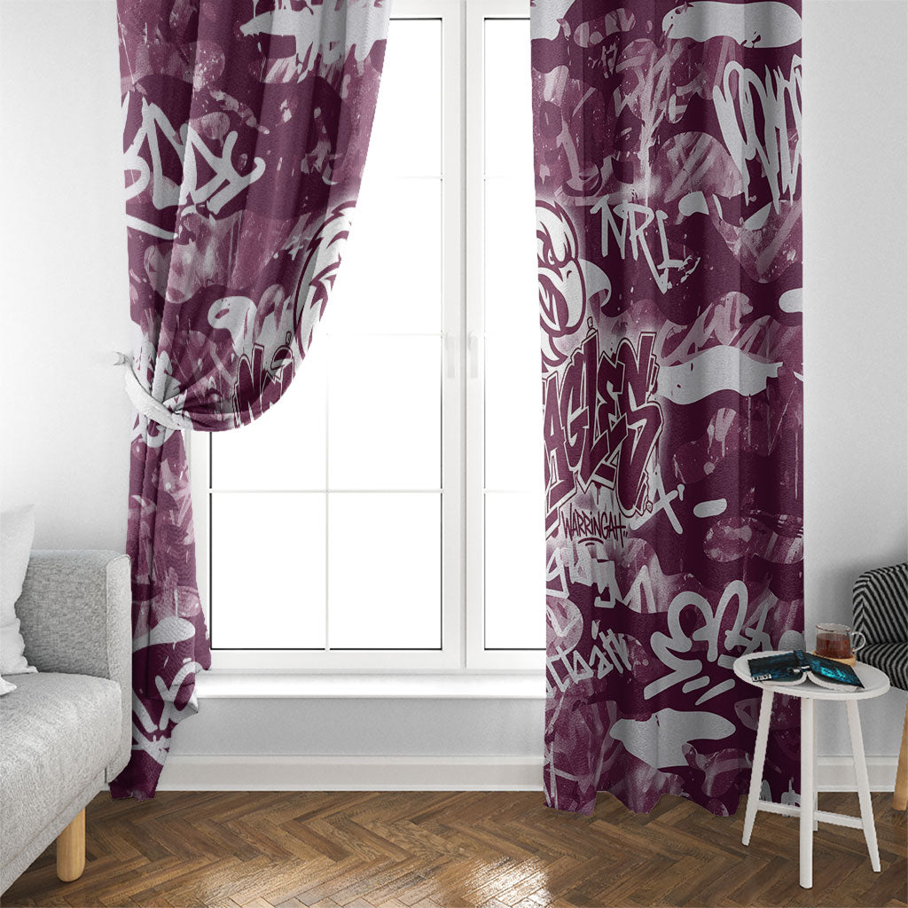 Manly Warringah Sea Eagles Rugby Window Curtain Graffiti Typography Urban Camo Abstract Street Style