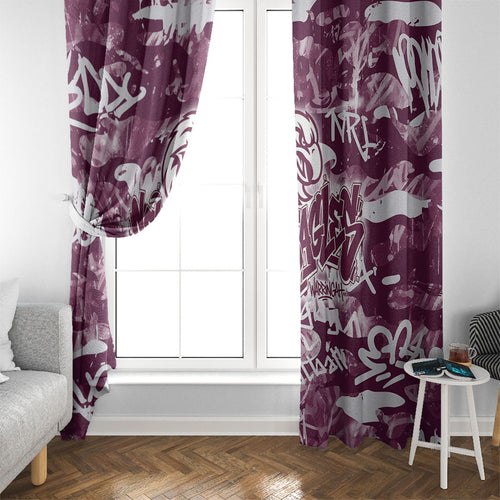 Manly Warringah Sea Eagles Rugby Window Curtain Graffiti Typography Urban Camo Abstract Street Style