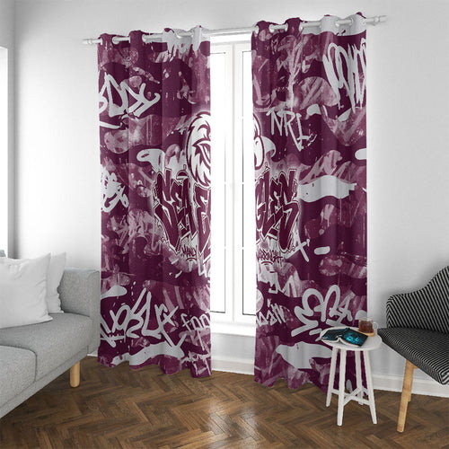 Manly Warringah Sea Eagles Rugby Window Curtain Graffiti Typography Urban Camo Abstract Street Style
