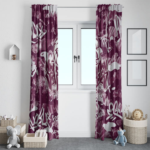 Manly Warringah Sea Eagles Rugby Window Curtain Graffiti Typography Urban Camo Abstract Street Style