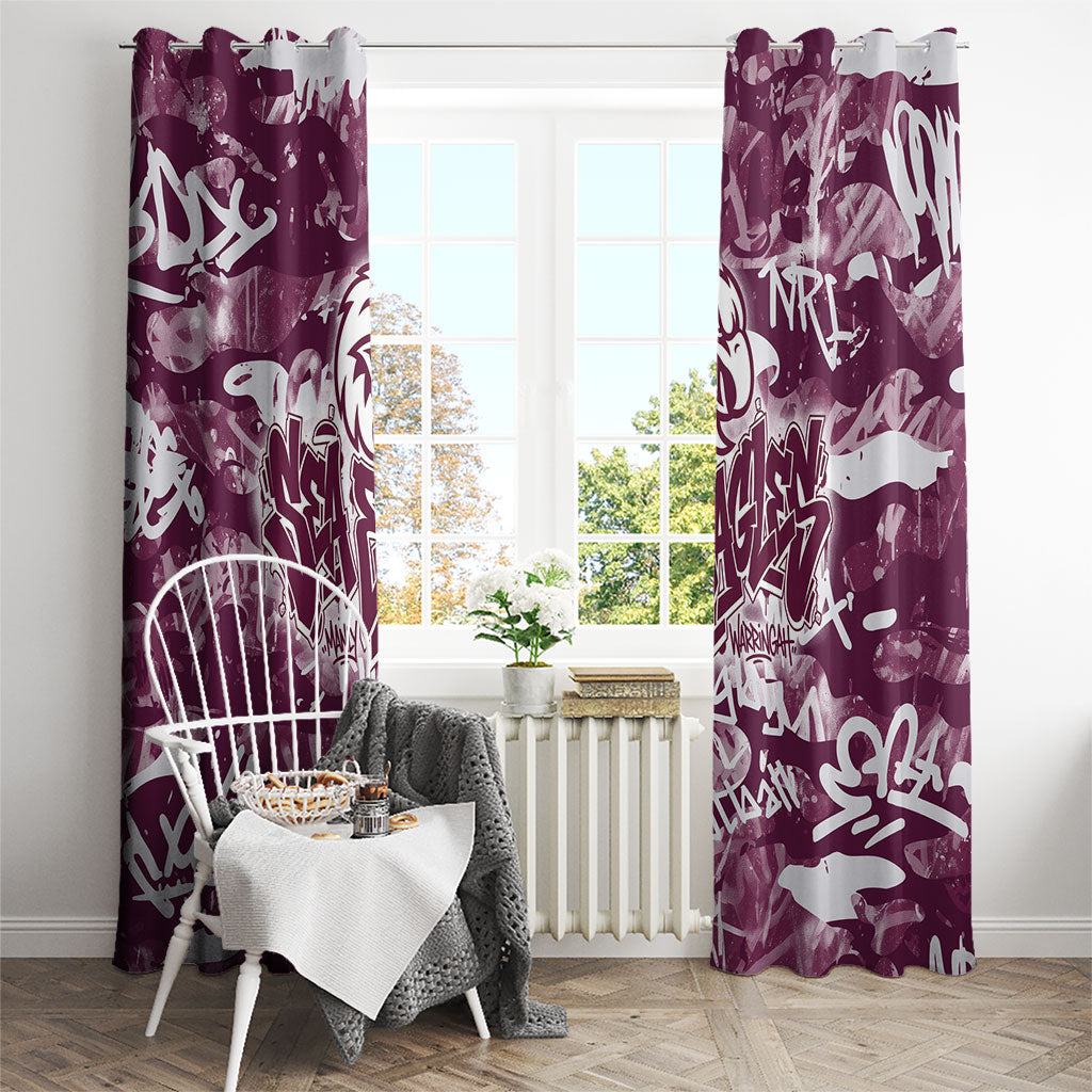 Manly Warringah Sea Eagles Rugby Window Curtain Graffiti Typography Urban Camo Abstract Street Style