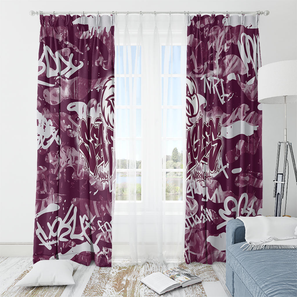 Manly Warringah Sea Eagles Rugby Window Curtain Graffiti Typography Urban Camo Abstract Street Style